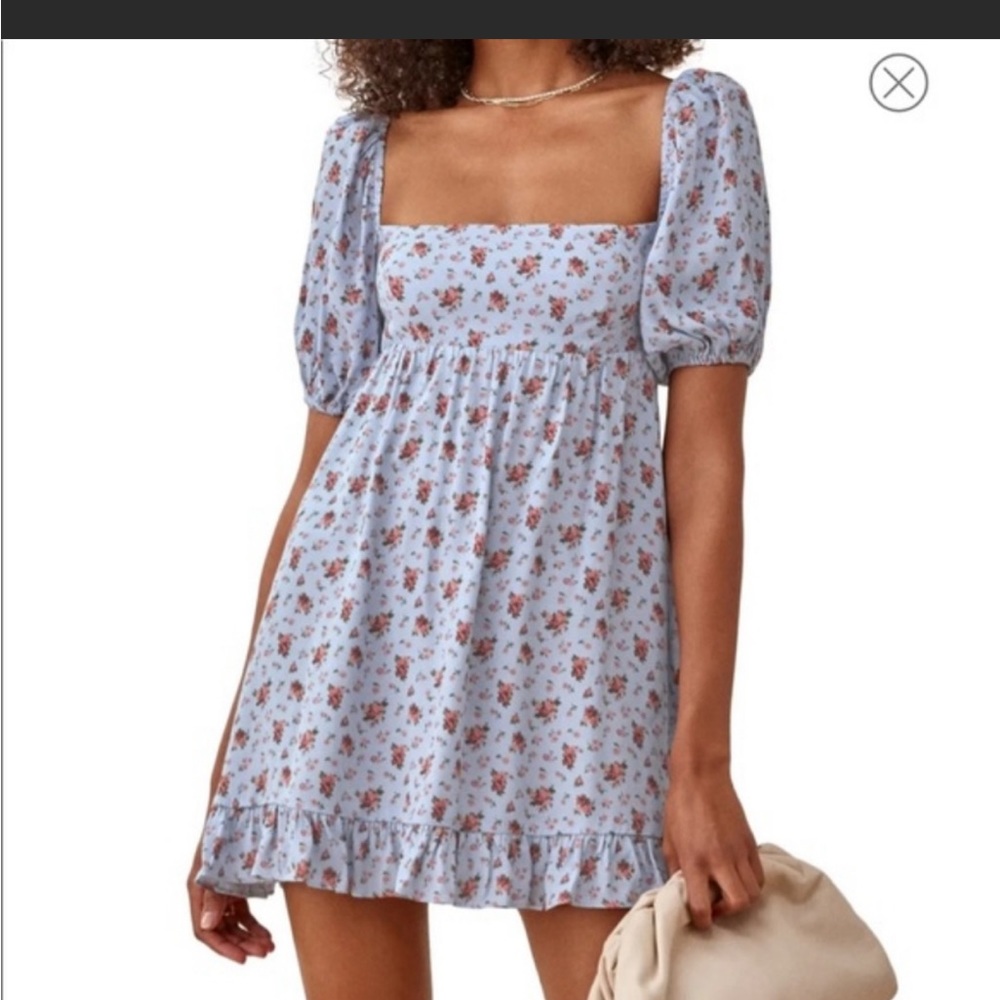 Reformation Bristol Petunia Baby Doll Dress - blue - size S
